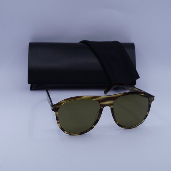 Saint Laurent SL432 SLIM 005 Aviator Sunglasses - Havana/Green - Picture 1 of 10